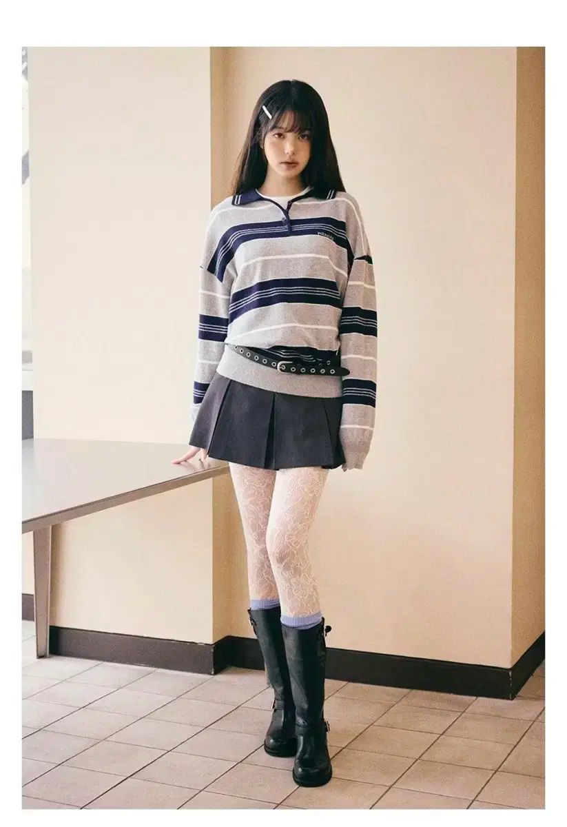 ROLAROLA ロラロラ ストライプニット グレー