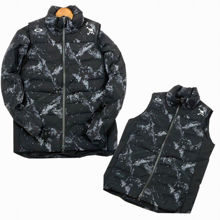 定価28 600円 オークリー スカル 2WAY ダウンベスト ジャケット M 黒 SKULL TRANSFORM DOWN VEST 撥水 防風 軽量 ストレッチ OAKLEY SKULL メンズ