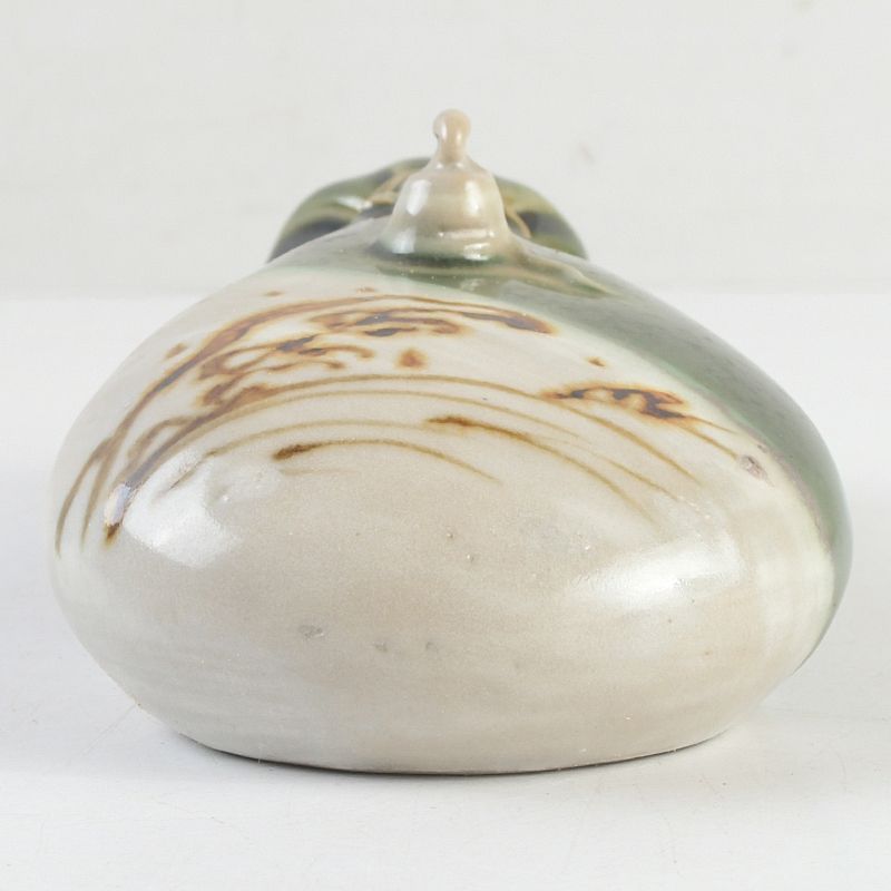 陶芸家　楠部彌弌作　色絵　渦巳置物　共箱　C　4199 陶芸家 楠部彌弌作 色絵 渦巳置物 共箱 C 4199