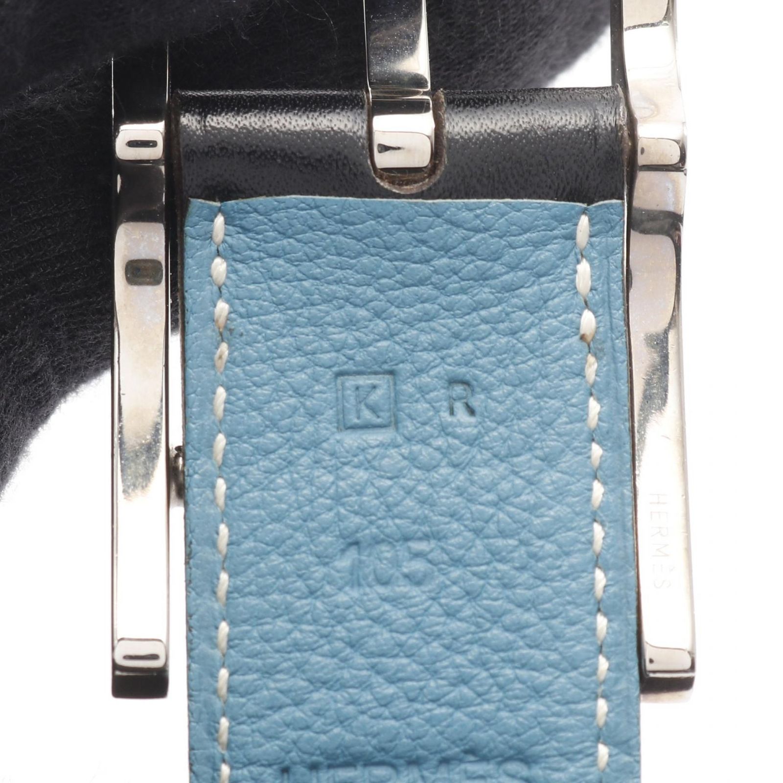 エルメス HERMES ベルト カンタン アピ3 ノワール ブルージーン ブルー  