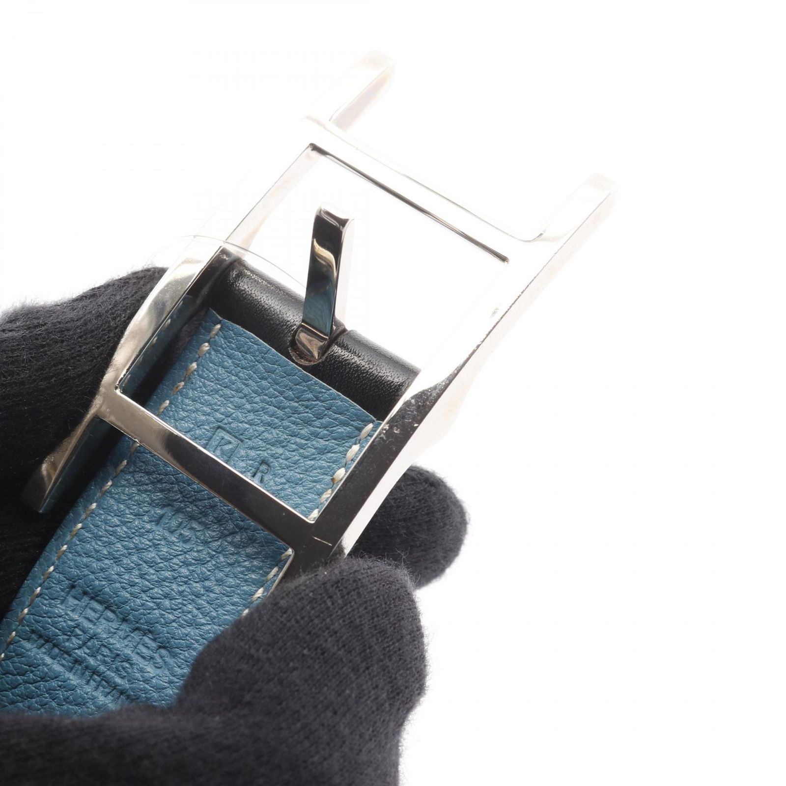 エルメス HERMES ベルト カンタン アピ3 ノワール ブルージーン ブルー  