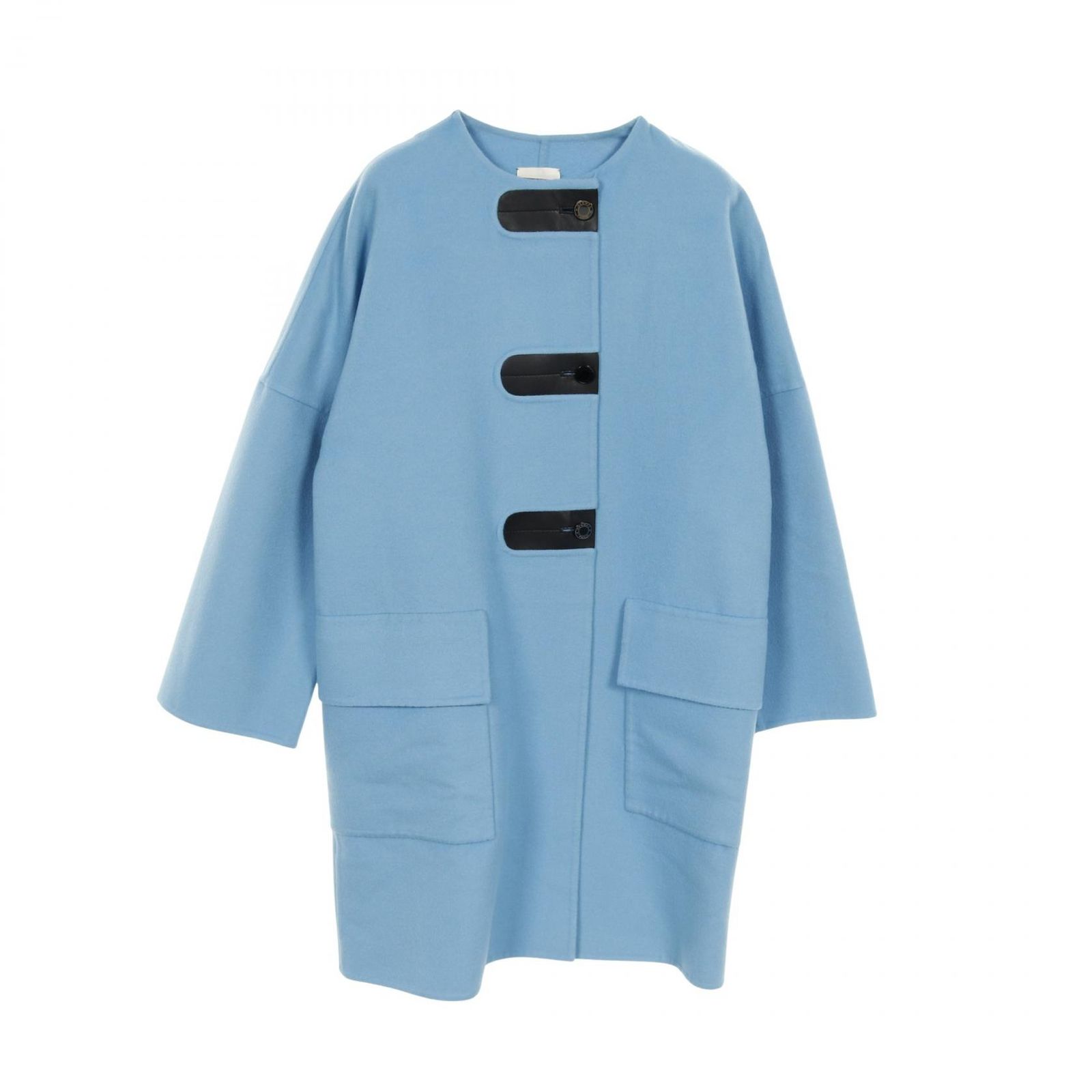 エルメス HERMES カシミヤ レザー コート レディース Used B