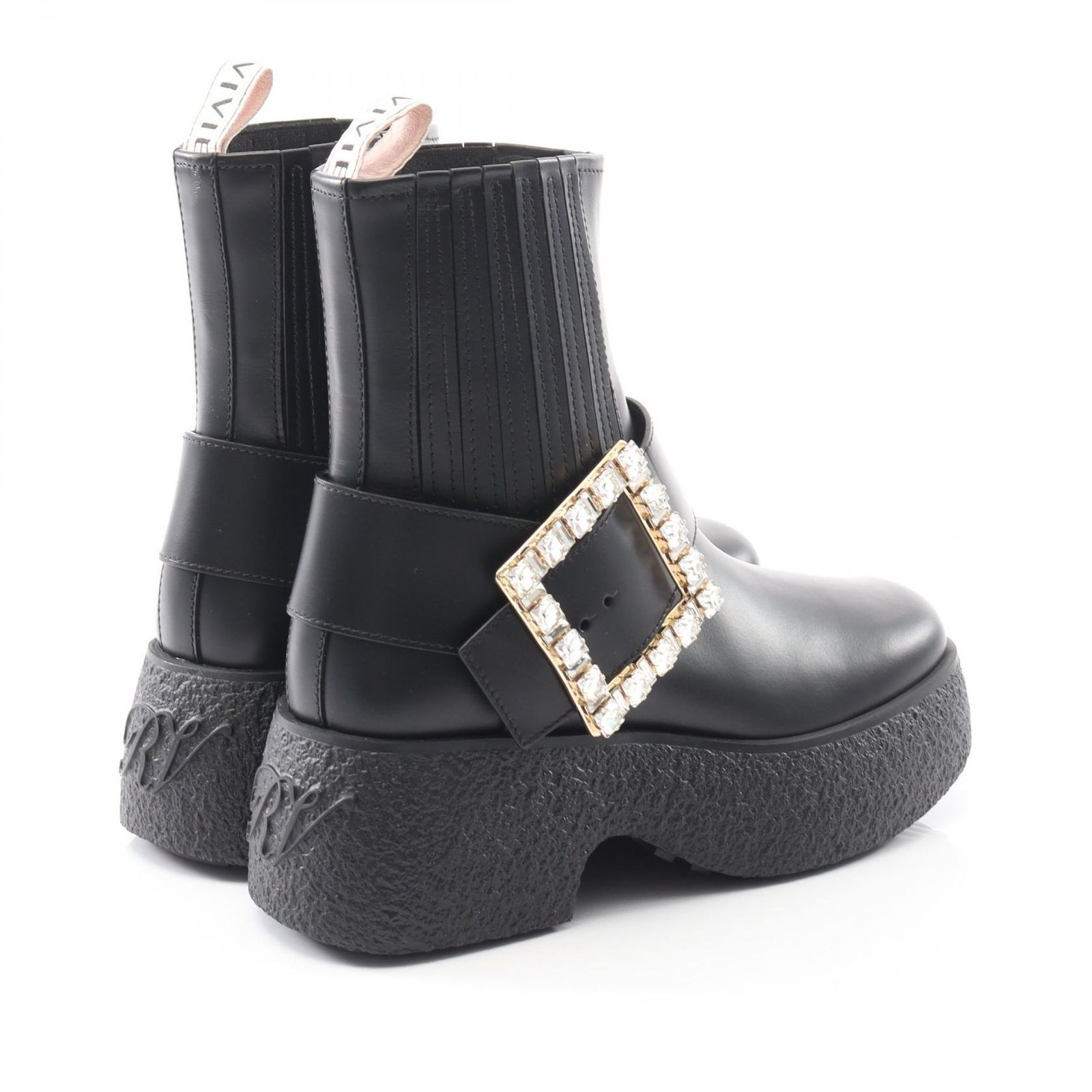 ロジェ ヴィヴィエ Roger Vivier ブーツ クリスタルバックル アンクル レザー ショートブーツ レディース