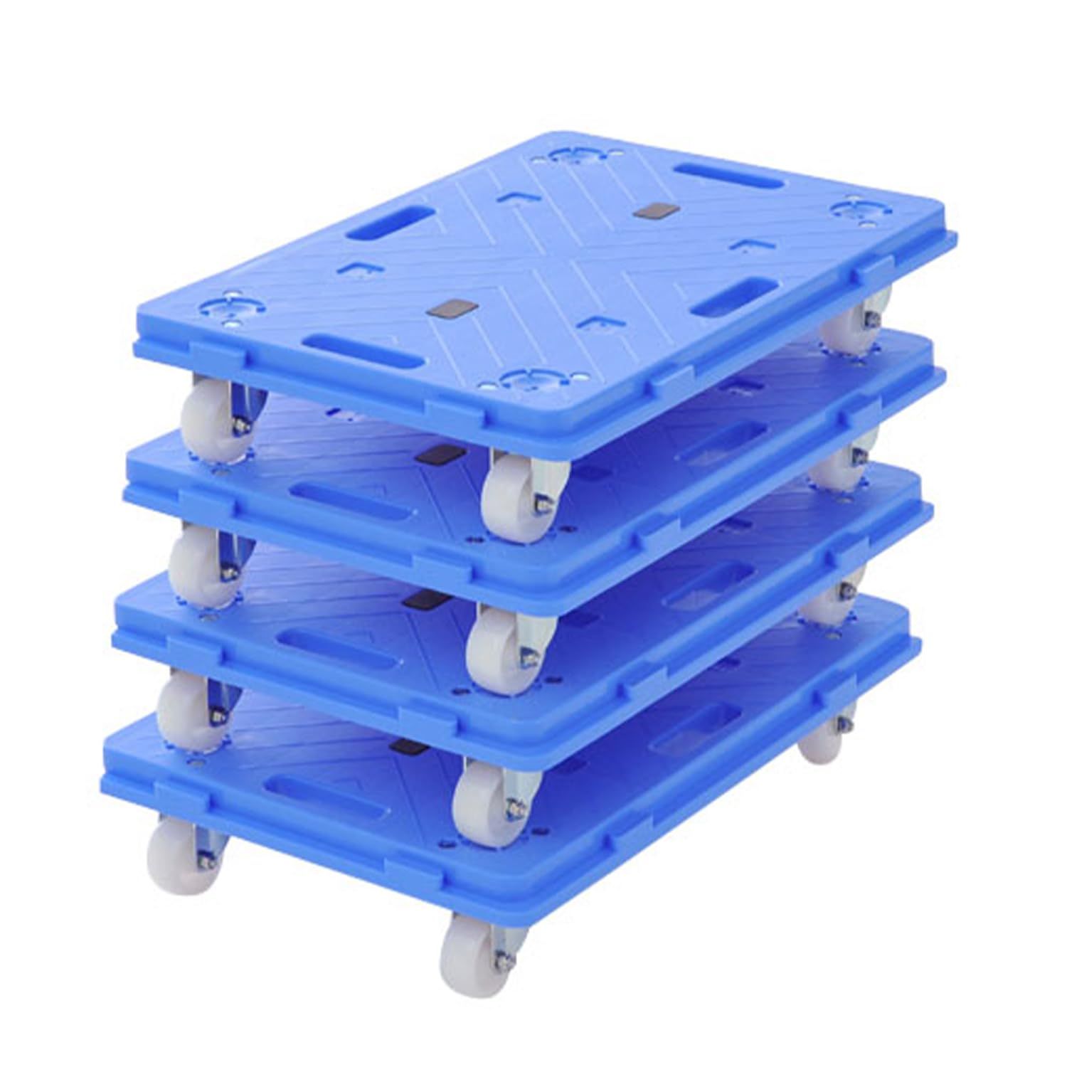 山善 YAMAZEN 連結平台車 ナイロンキャスター 60×40cm 楽走くん 4台組 セット 日本製 連結機能 台車 平台車 コンパクト 軽量ブルー NA-011×4
