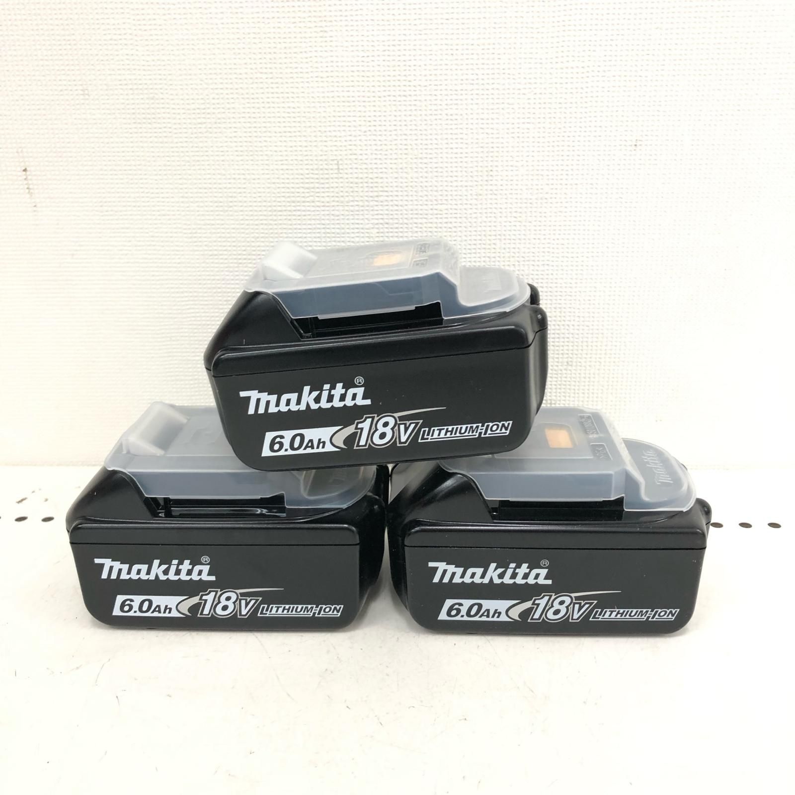 MAKITA マキタ リチウムイオンバッテリー 18V 6.0Ah 純正バッテリー 3個セット PSEマーク有 BL1860B ブラック