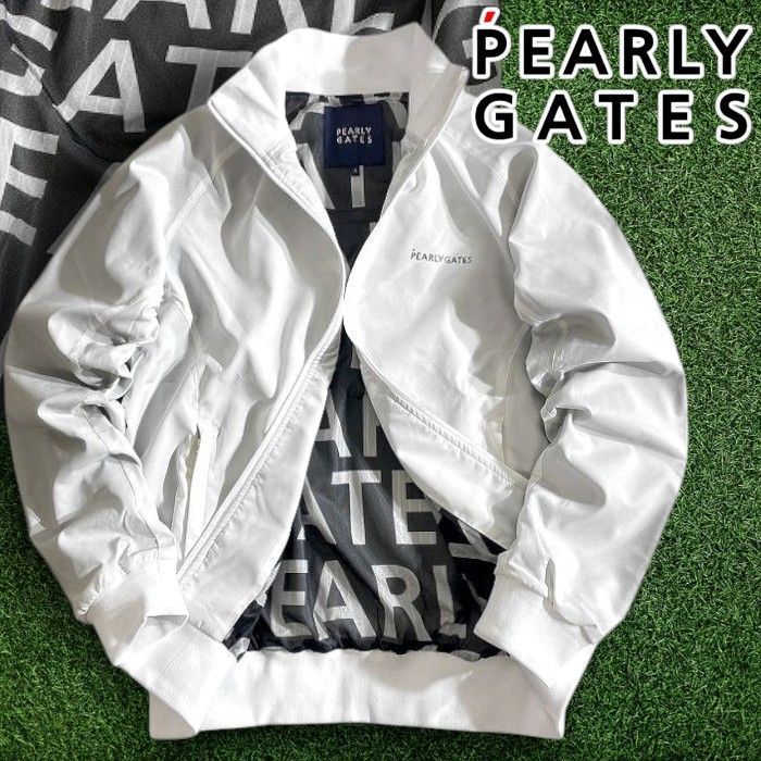 PEARLY GATES パーリーゲイツ ゴルフ 高機能素材 防水 透湿 タフレックス ソーラーセンサーL ロゴ裏地 ストレッチ フルジップ ジャケット ブルゾン ゴルフウェア 053-2120111 定価4万 ホワイト ▲045 50213w09