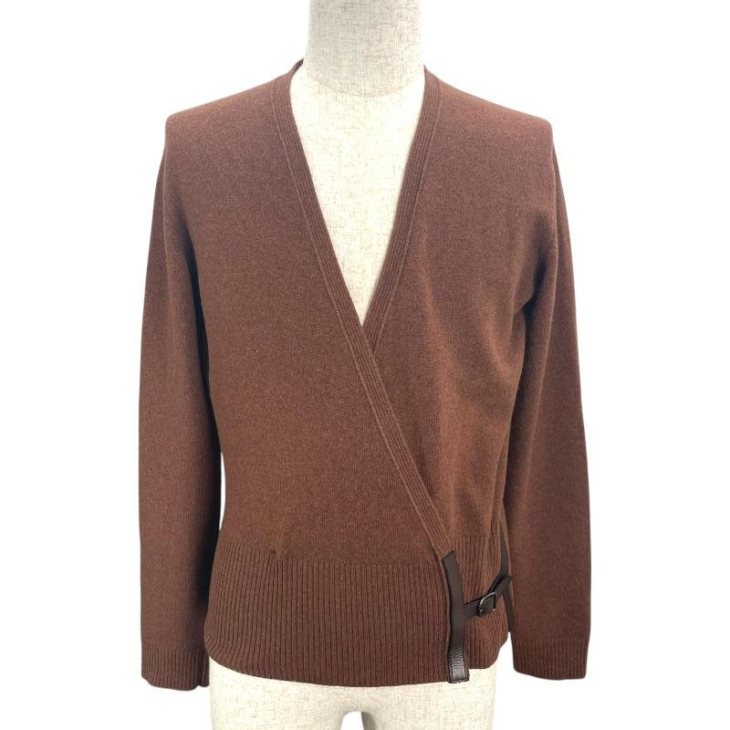 エルメス HERMES カシミヤニットカーディガン ブラウン カシミヤ レディース カーディガン