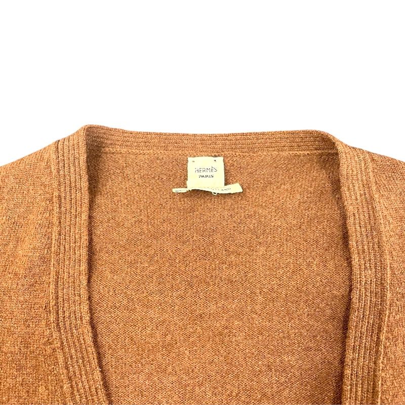 エルメス HERMES カシミヤニットカーディガン ブラウン カシミヤ レディース カーディガン