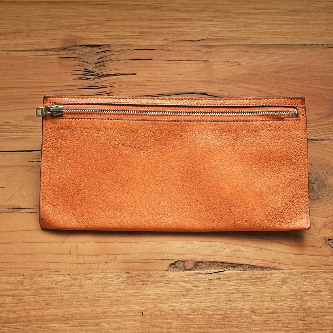 エルメス ジップザップ ポーチ ペンケース マルチケース レザー オレンジ