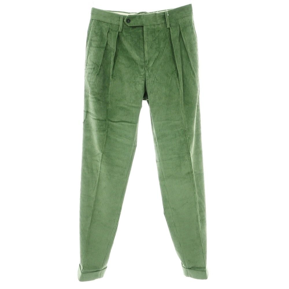 【新品】インコテックス INCOTEX 太畝コーデュロイ スラックスパンツ グリーン系【サイズ46】【メンズ】