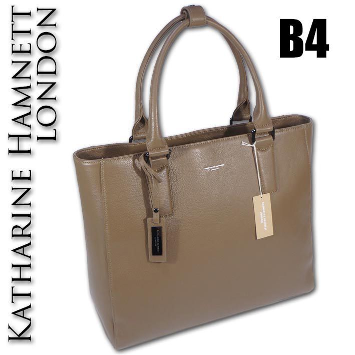 【未使用】キャサリンハムネットロンドン トートバッグ B4 牛革 赤 大容量 KATHARINE HAMNETT LONDON（キャサリンハムネットロンドン