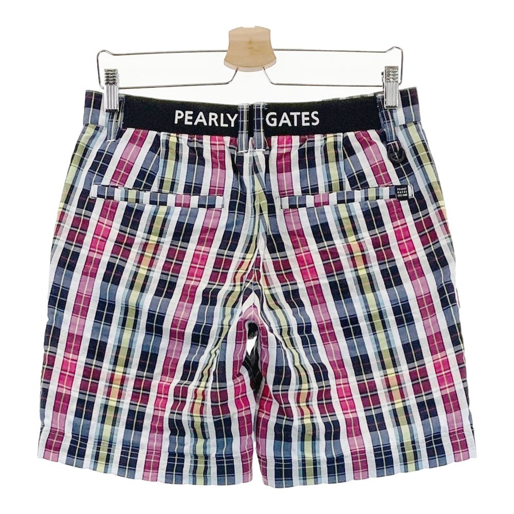 サイズ 4 PEARLY GATES パーリーゲイツ モデル ストレッチ ハーフパンツ チェック柄 ネイビー系 240101508560 ゴルフウェア メンズ ストスト