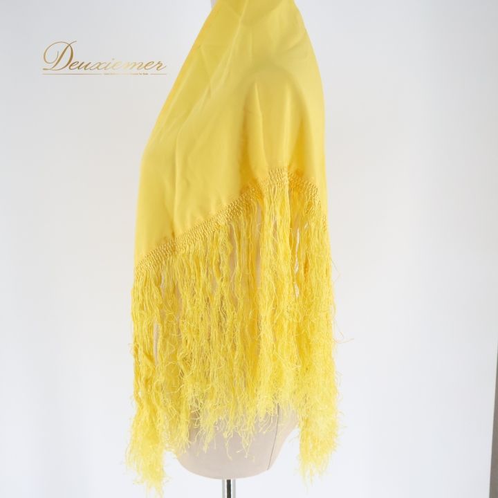 マンサニージャ】フラメンコシージョからし色地フロッキー黒水玉 マン