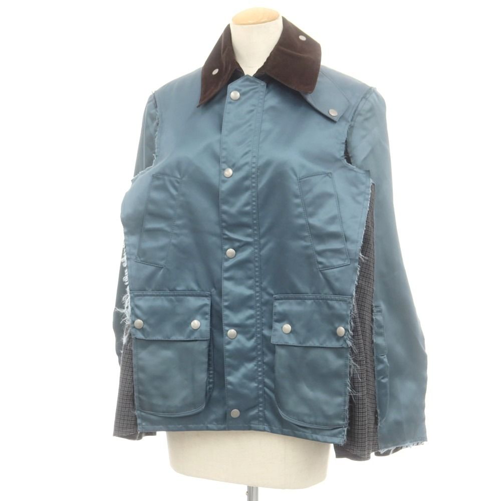 メゾン マルジェラ Maison Margiela ナイロン サテン フィールドジャケット スモークブルーxグレー サイズ36 レディース