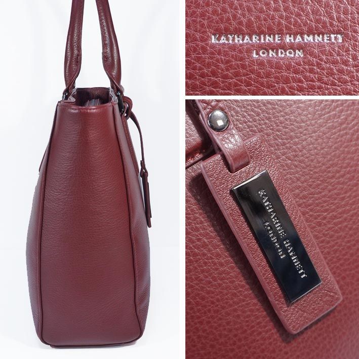 キャサリンハムネットロンドン KATHARINE HAMNETT LONDON オールレザー トートバッグ A4 メンズ ワイン系 ボルドー系 レッド系 本革 牛革 ビズトート 男女兼用