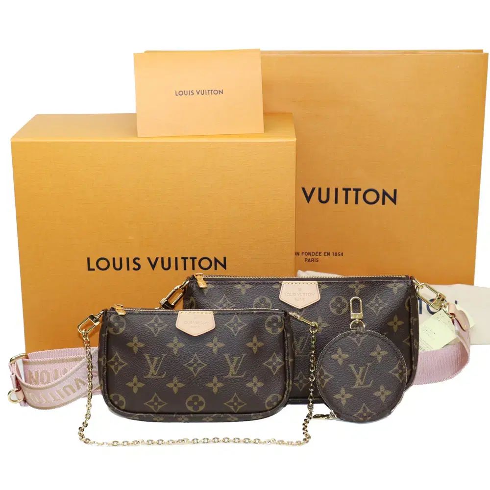 靴 ルイヴィトン マルチ ポシェット アクセソワール ピンク M44840 内蔵チップ フルセット