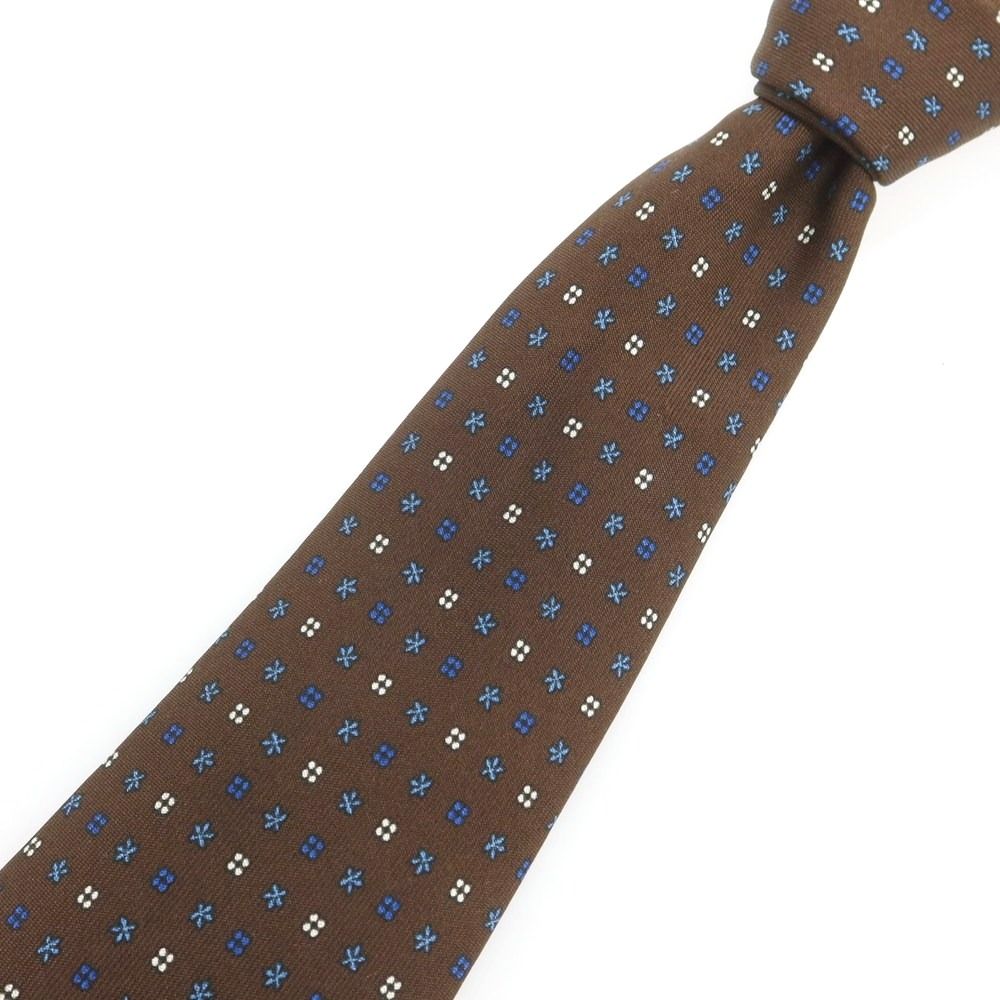 新品 E.Marinella ブラウン プリント 小紋柄 ネクタイ マリネッラ