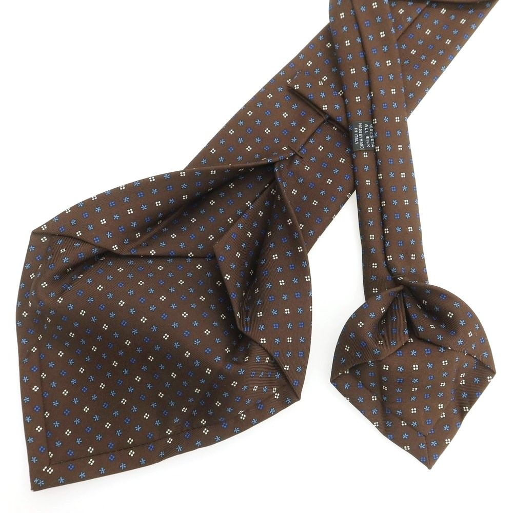 新品 E.Marinella ブラウン プリント 小紋柄 ネクタイ マリネッラ