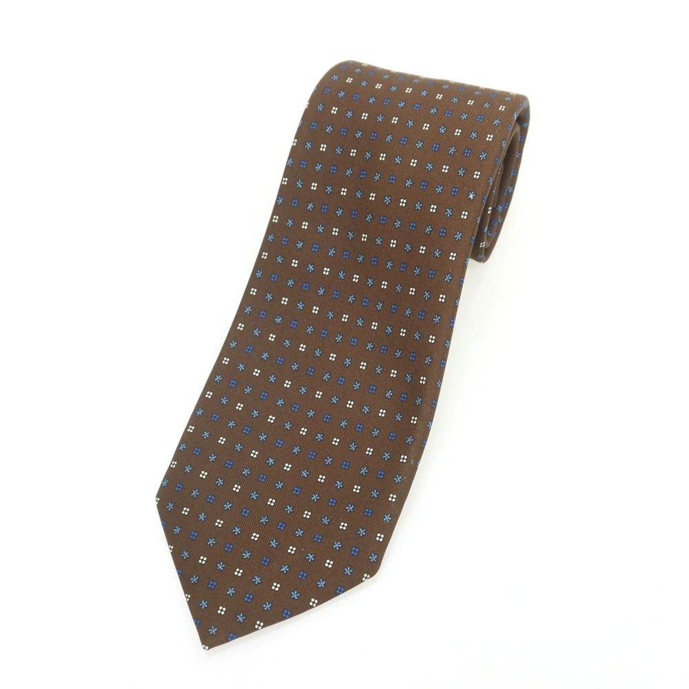 新品 E.Marinella ブラウン プリント 小紋柄 ネクタイ マリネッラ