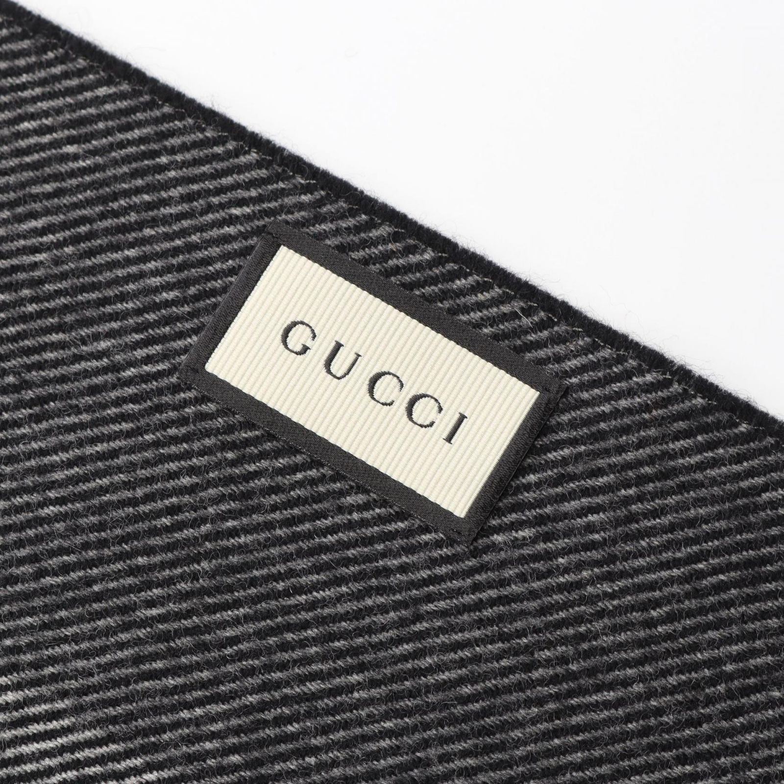 グッチ GUCCI マフラー ブラック グレー ウール メンズ