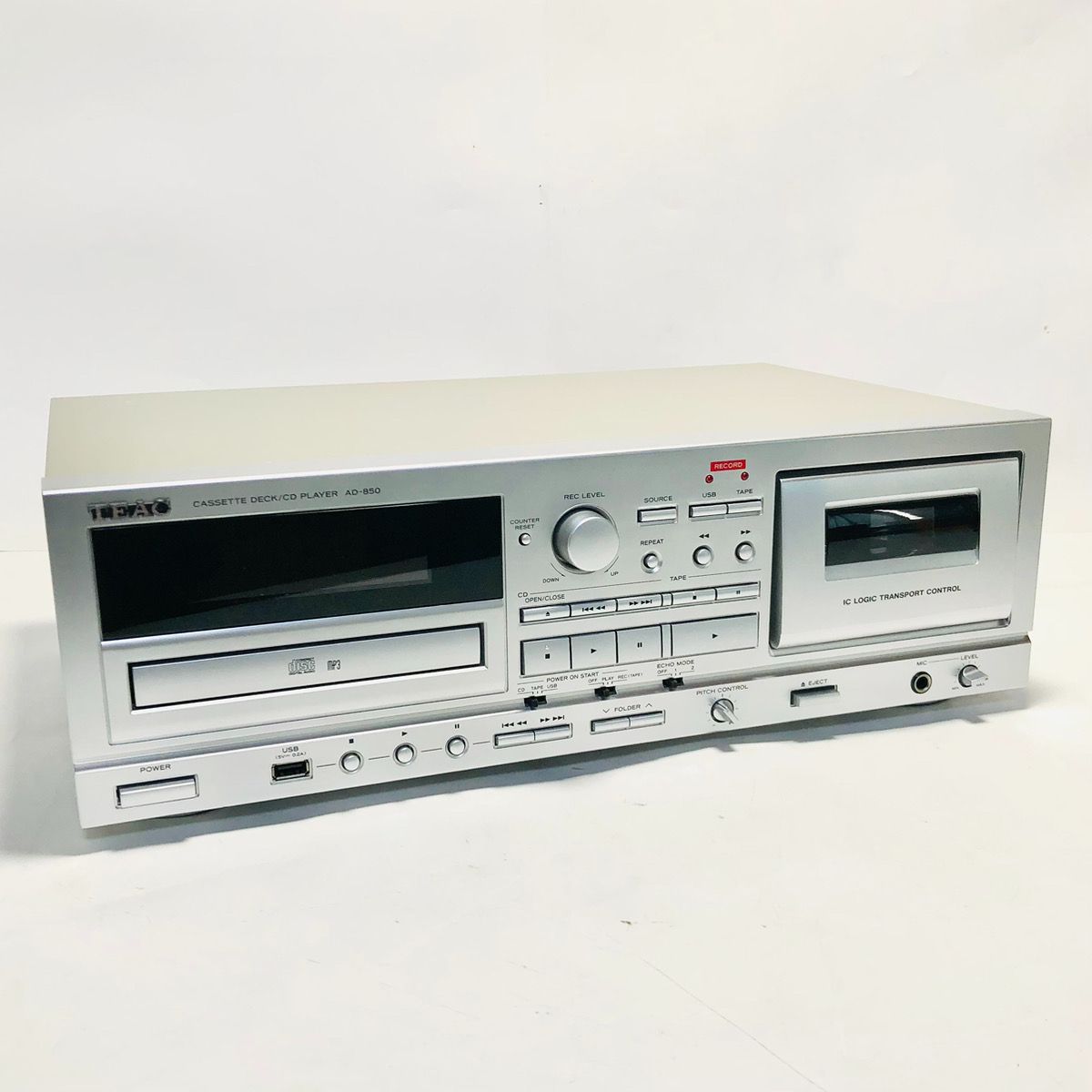 TEAC AD-850 カセットデッキ CDプレーヤー USB録音 再生 マイク入力 エコー機能搭載 ティアック テアック
