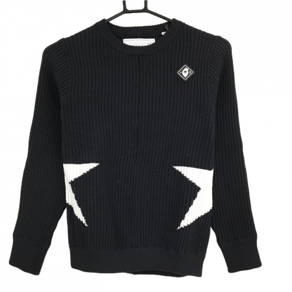 ヴィトゥエルヴ セーター 黒×白 ビッグスター ニット レディース 0 S ゴルフウェア V12