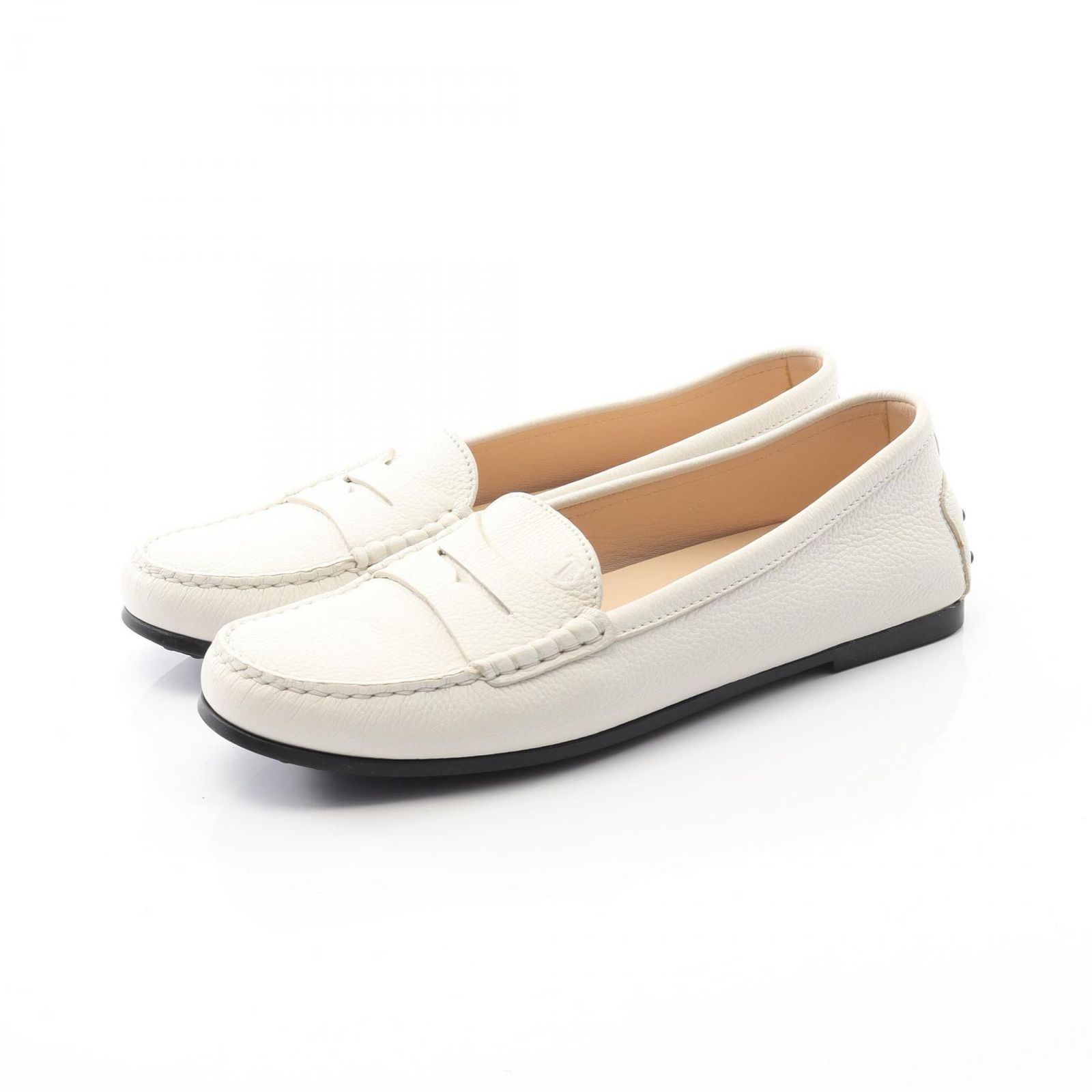 トッズ TOD S カジュアルシューズ ホワイト レザー ローファー レディース Used A