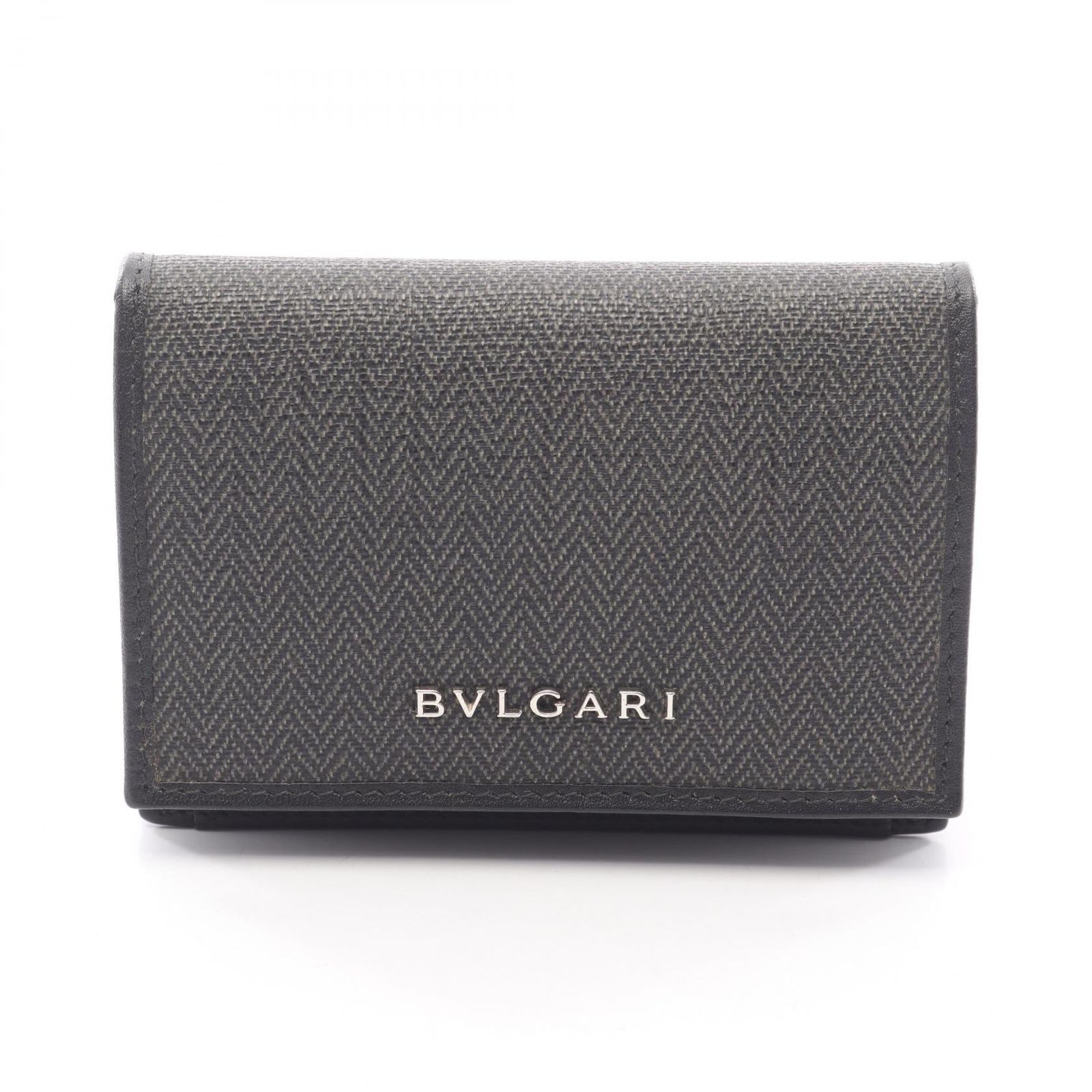 ブルガリ BVLGARI カードケース WEEKEND ウィークエンド 32588 グレー|ブラック レザー ウィークエンド カードケース メンズ Used B