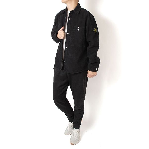 25AWモデル ストーンアイランド STONE ISLANDバッジワッペン付き コットン オーバーシャツ V0029 BLACK K2S151200019 S0228 V0029 2025-26AW m-tops