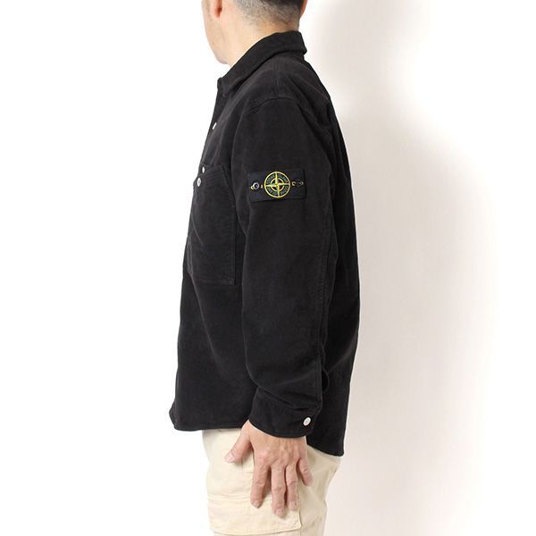 25AWモデル ストーンアイランド STONE ISLANDバッジワッペン付き コットン オーバーシャツ V0029 BLACK K2S151200019 S0228 V0029 2025-26AW m-tops KARIMZIABAT_FR
