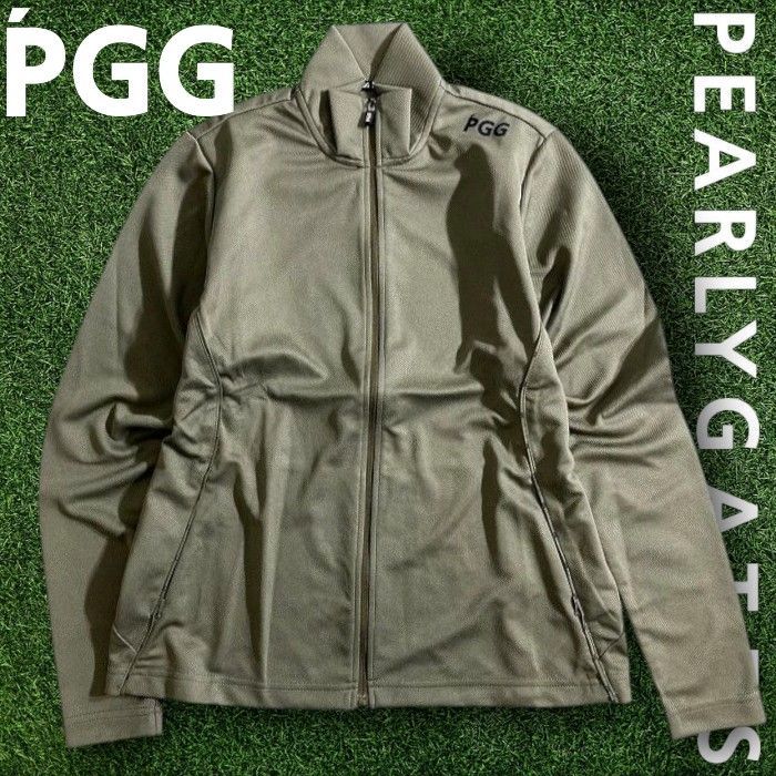 PGG by PEARLY GATES パーリーゲイツ ゴルフ 吸水速乾 ニットデニム ツイル調 ロゴパイピング ダブルジップ 長袖 カットソー ライトアウター ウェア レディース 269-2262002 定価2.5万 カーキ▲028 51014w07