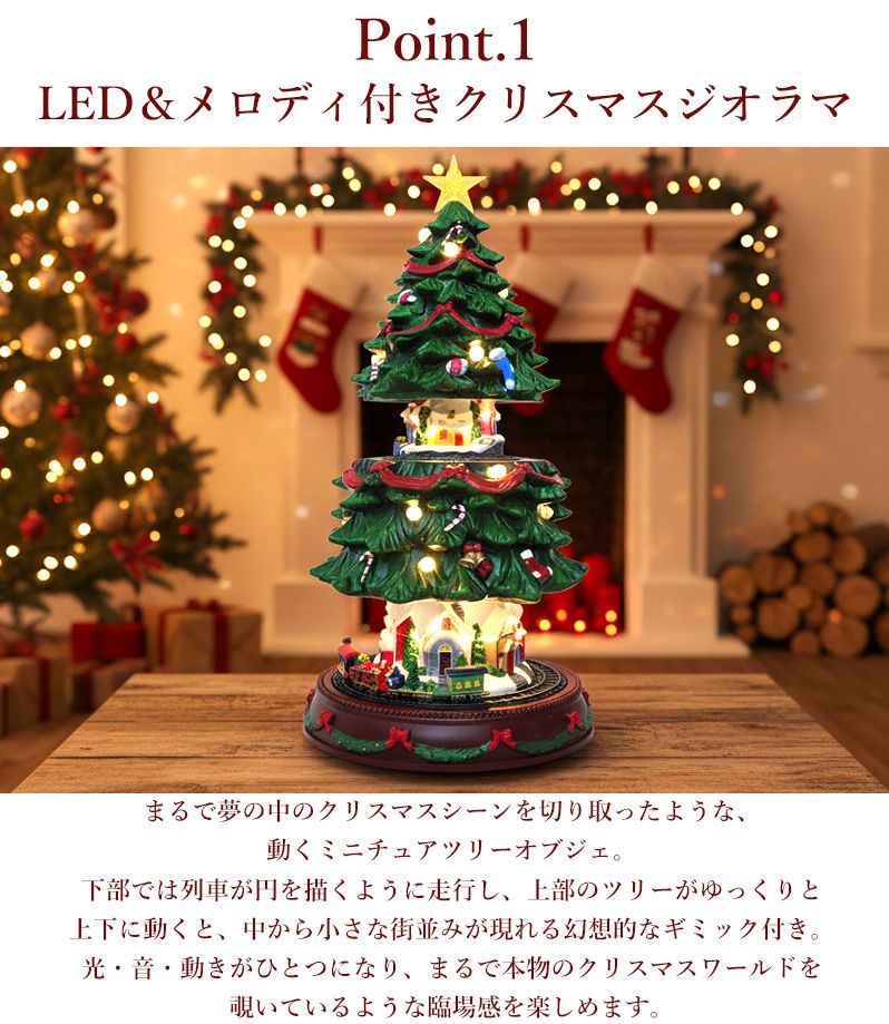 クリスマス イルミネーション ジオラマタウン オールドビレッジ スノービレッジ 照明 ツリー アメリカン雑貨 模型 クリスマスソング8曲収録 LED USB レトロ ミニチュアハウス クリスマスハウス JM-09