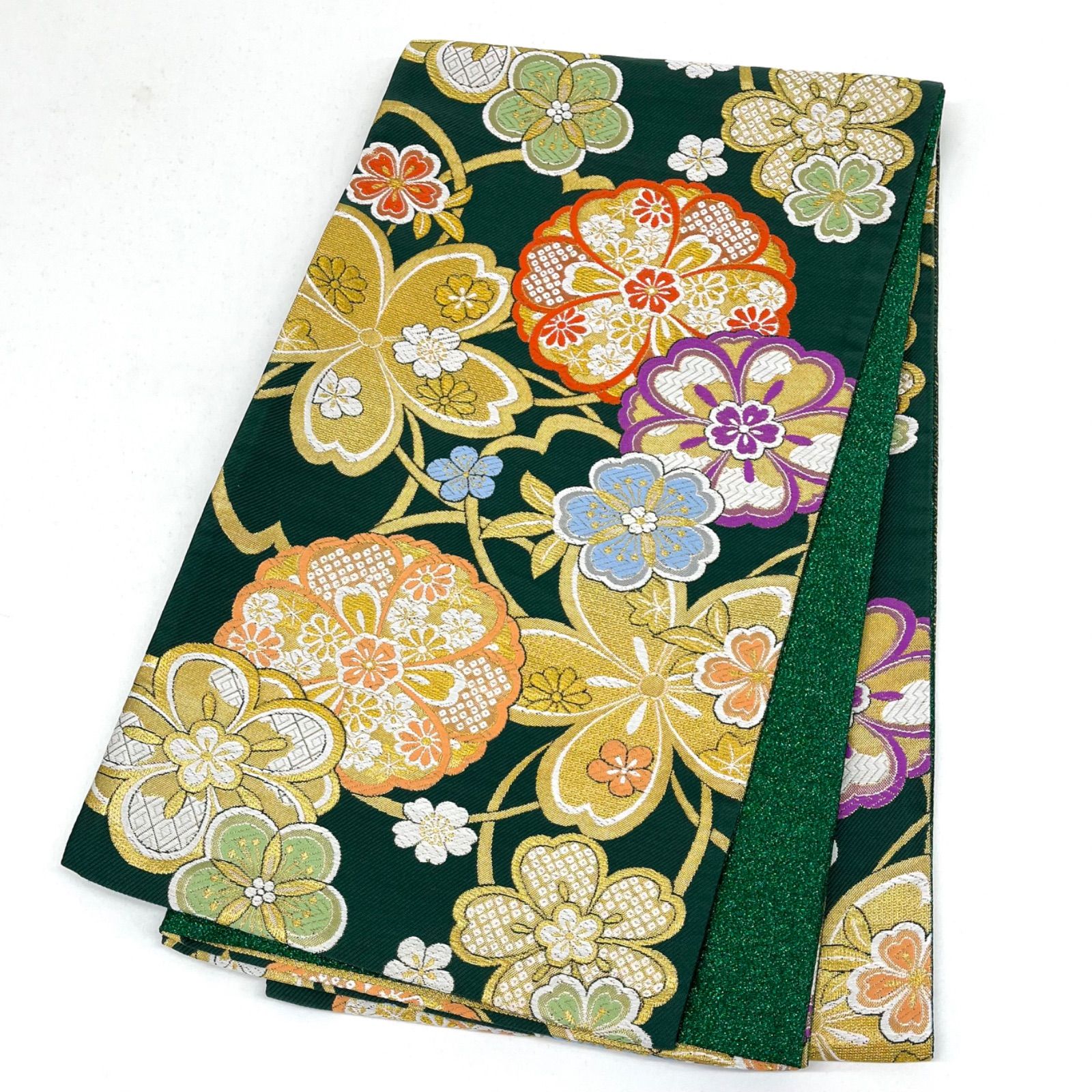 正絹 袋帯 四季花車紋 長さ428 振袖、留袖にも 豪華な花柄金糸袋帯 袋帯 正絹 振袖 豪華 桜 新品未使用品 D104 - メルカリ
