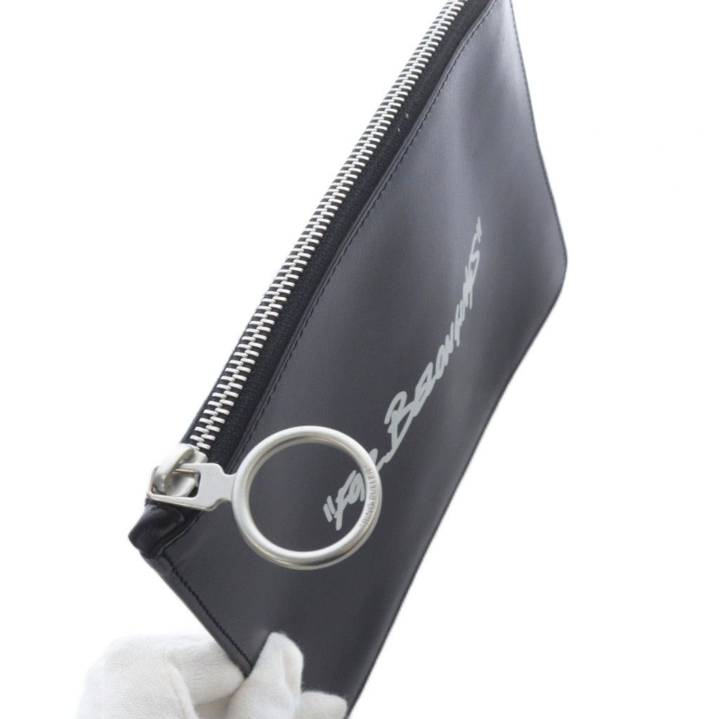 オフホワイト OFF WHITE ロゴ ミニクラッチバッグ ポーチ レザー 黒 DECORATOM_COM_BR