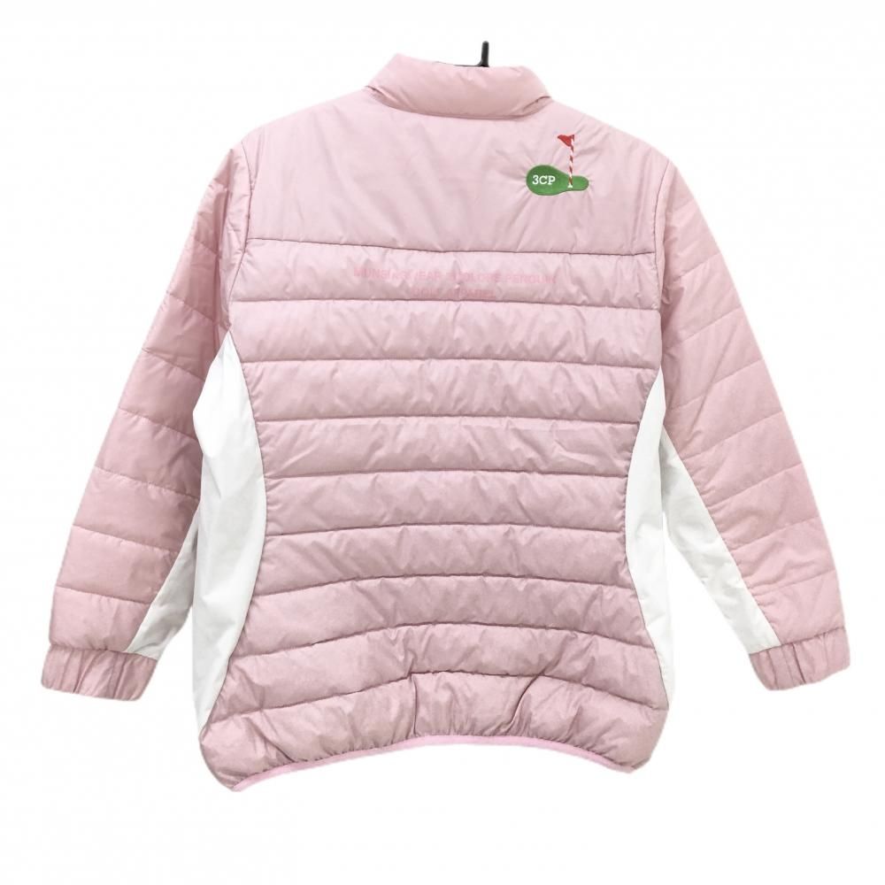 マンシングウェア 中綿ジャケット ピンク×白 サイド切替 ヒートナビ レディース L ゴルフウェア モデル Munsingwear