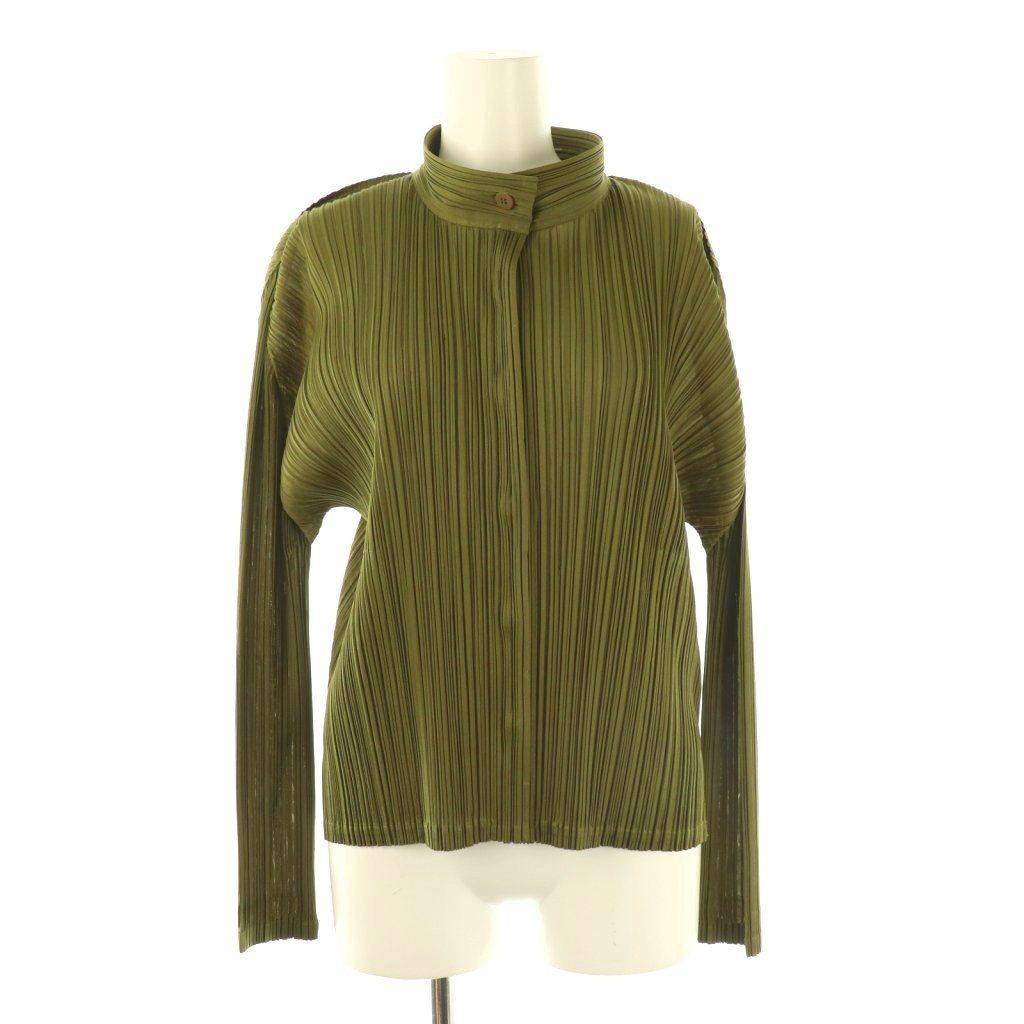 プリーツプリーズ PLEATS PLEASE イッセイミヤケ プリーツシャツジャケット カーディガン 3 カーキ |ES OS