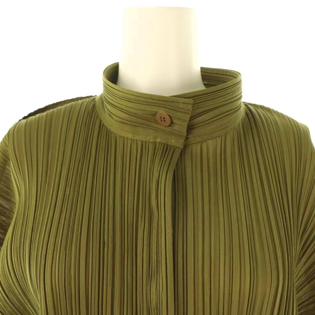 プリーツプリーズ PLEATS PLEASE イッセイミヤケ プリーツシャツジャケット カーディガン 3 カーキ ES OS GULLKHAN_COM