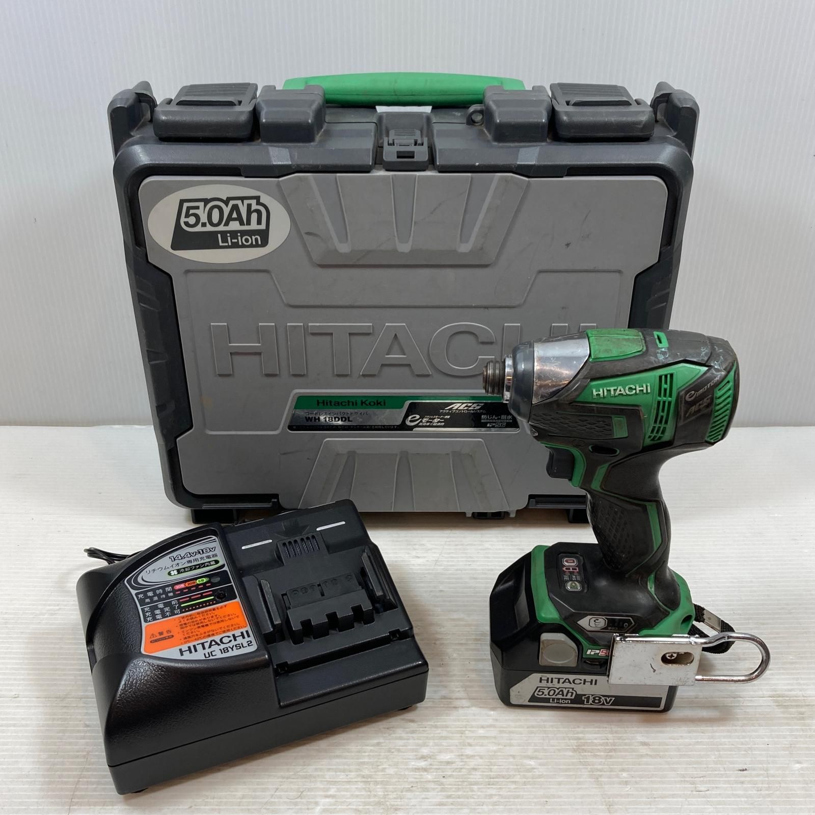 κκHITACHI 日立 締め付け工具 インパクトドライバ コードレス式 18v 5.0Ah 036966 WH18DDL グリーン