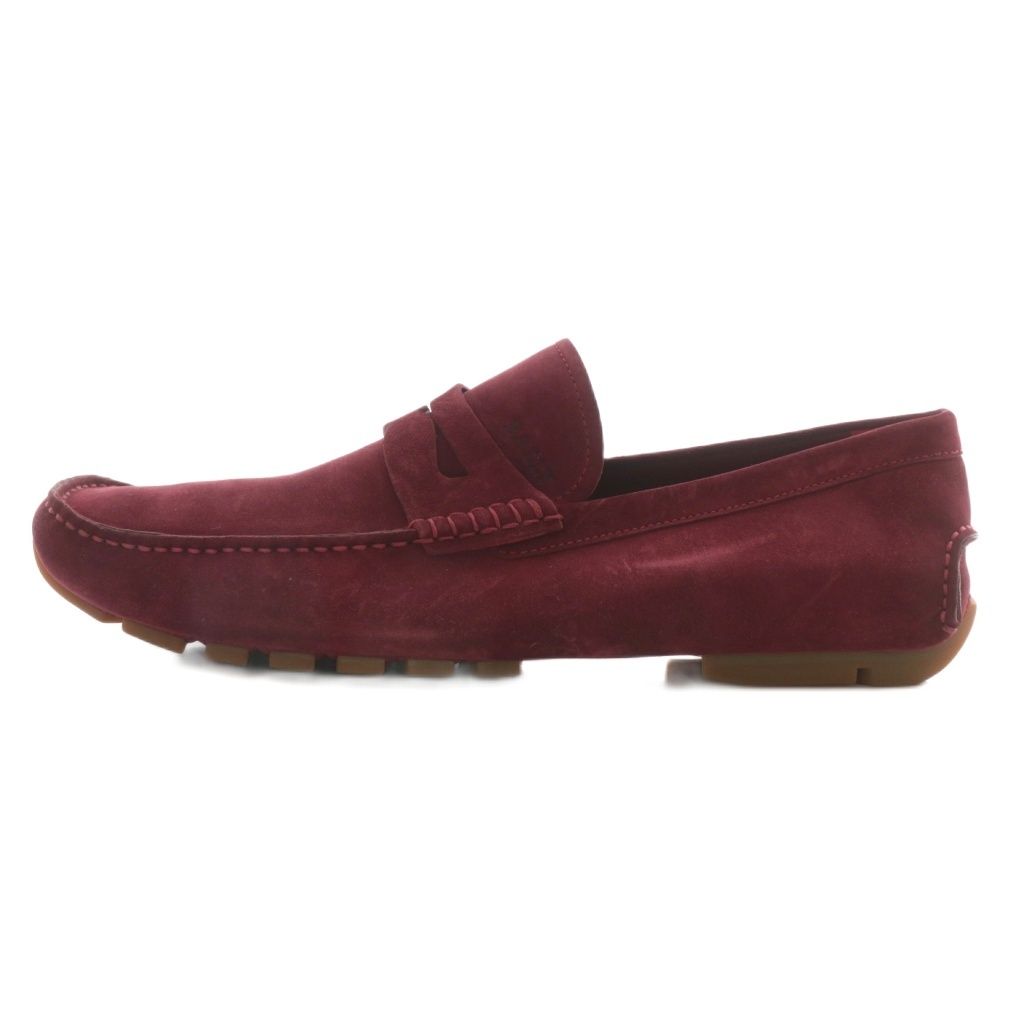 バリー BALLY WALDOK ドライビングシューズ ローファー スリッポン スエード スクエアトゥ 7.5 25.5 cm ワインレッド XZ GY 18