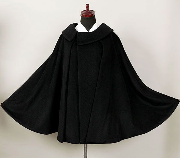 eha3318 アンゴラ 60% 二重 トンビ ケープ コート 黒色 ブラック レディース