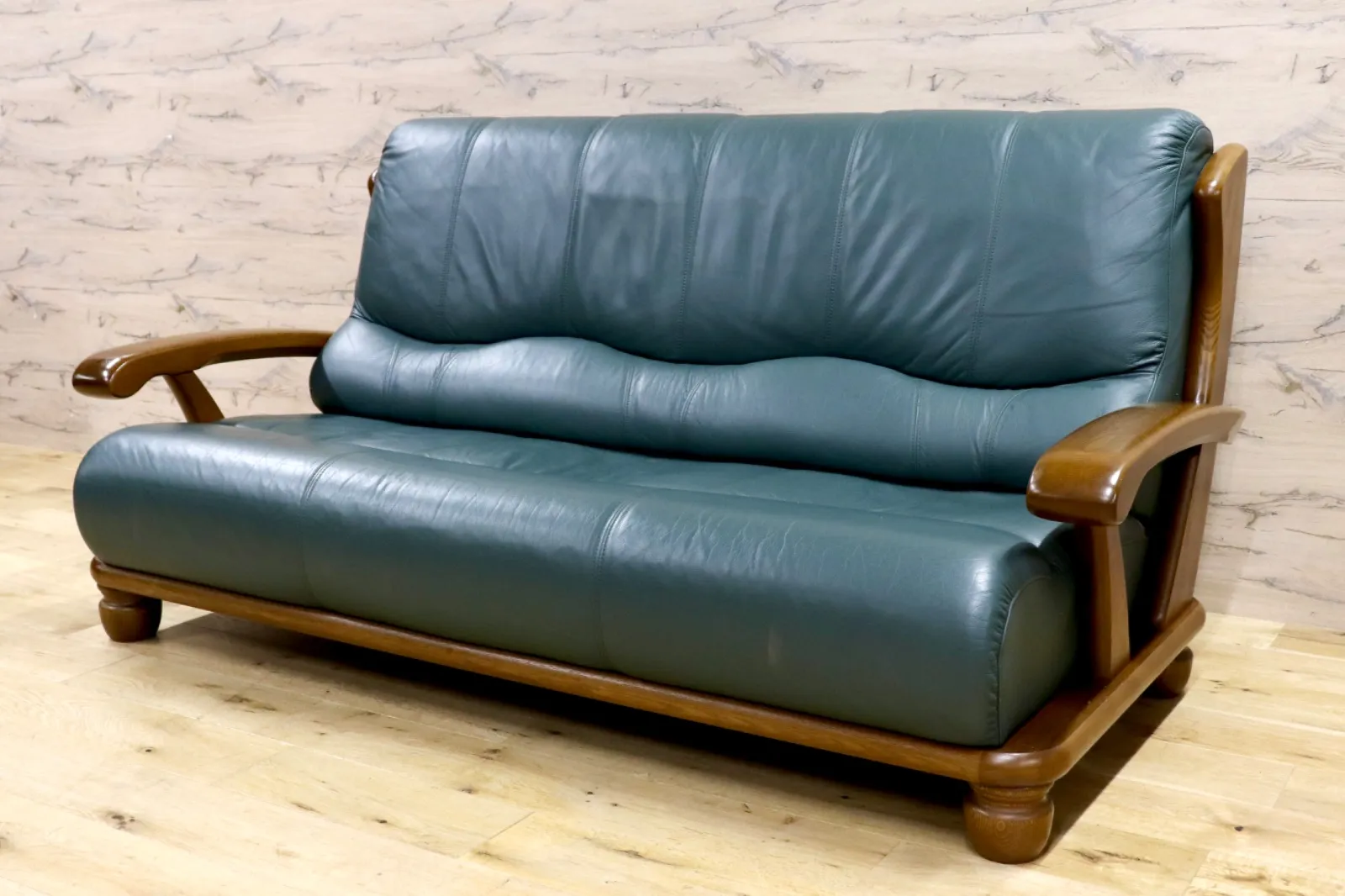 ナガノインテリア リアル ウォールナット 本革 レザー ラブソファ 北欧