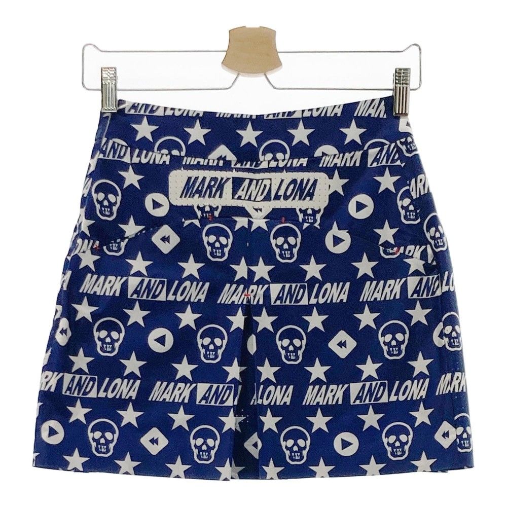 サイズ 36 MARK-LONA マークアンドロナ インナー付スカート スカル 星 総柄 ブルー系 240001941823 ゴルフウェア レディース ストスト