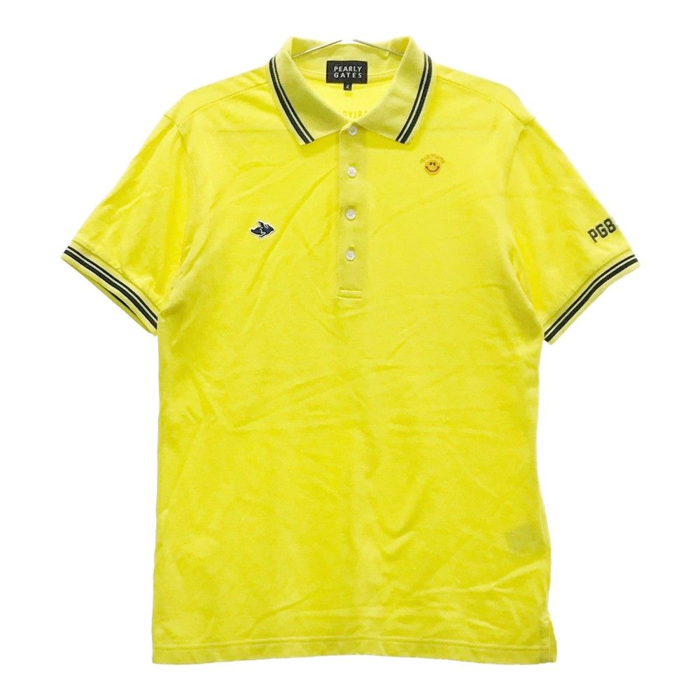 サイズ 4 PEARLY GATES パーリーゲイツ 半袖ポロシャツ ニコちゃん刺繍 イエロー系 240101049023 ゴルフウェア メンズ ストスト