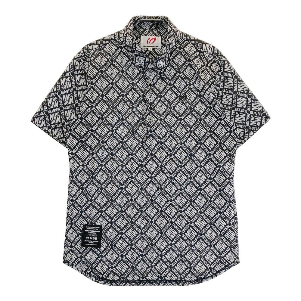 サイズ 4 MASTER BUNNY EDITION マスターバニーエディション モデル 758-3860903 半袖ポロシャツ ロゴ 総柄 ブラック系 240101169224 ゴルフウェア メンズ ストスト