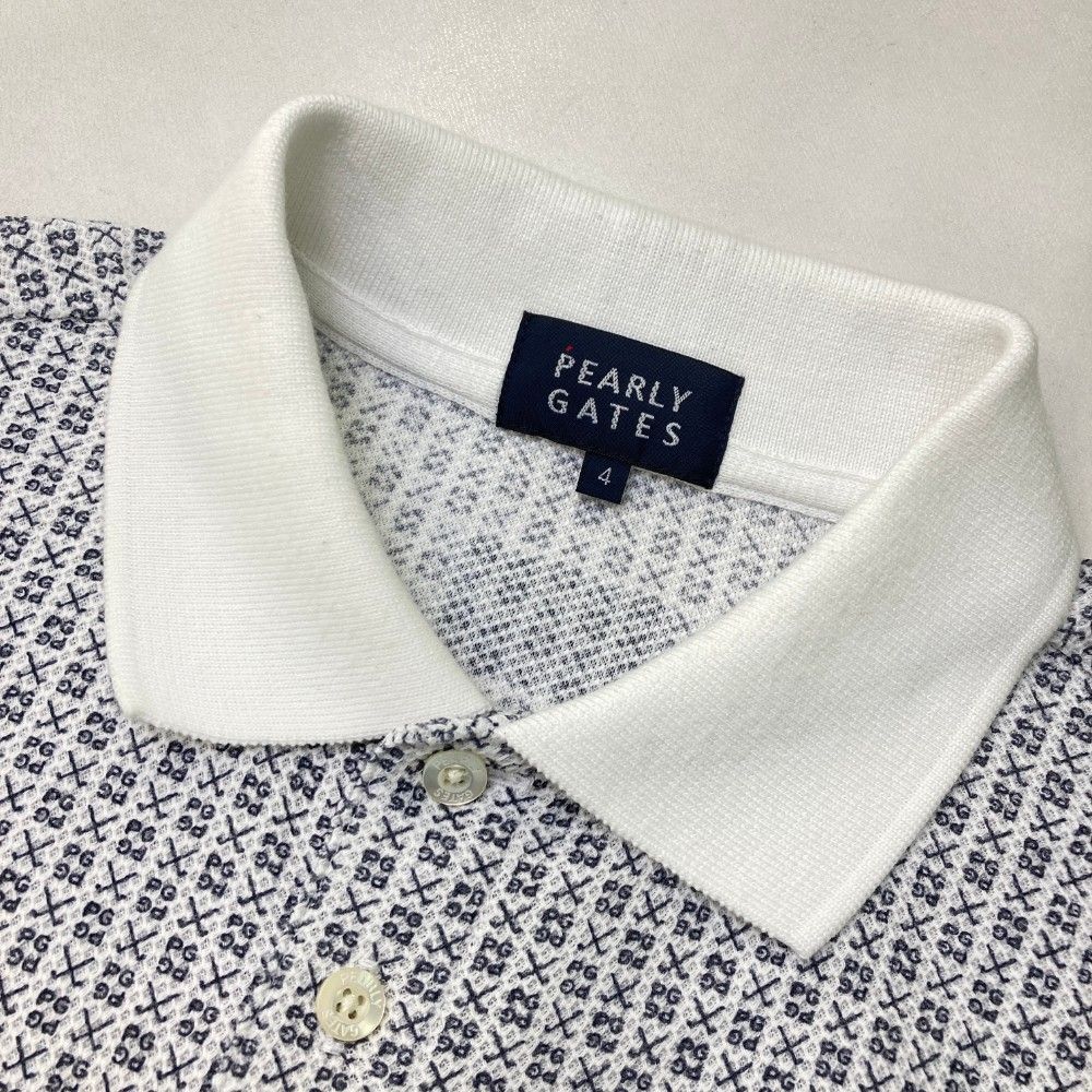 サイズ 4 PEARLY GATES パーリーゲイツ モデル 半袖ポロシャツ ロゴプリント 総柄 ホワイト系 240101222763 ゴルフウェア メンズ ストスト LLC-HASEGAWATOSO_COM