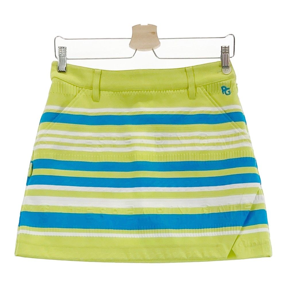 サイズ 0 PEARLY GATES パーリーゲイツ モデル ストレッチスカート ボーダー柄 イエロー系 240101223021 ゴルフウェア レディース ストスト