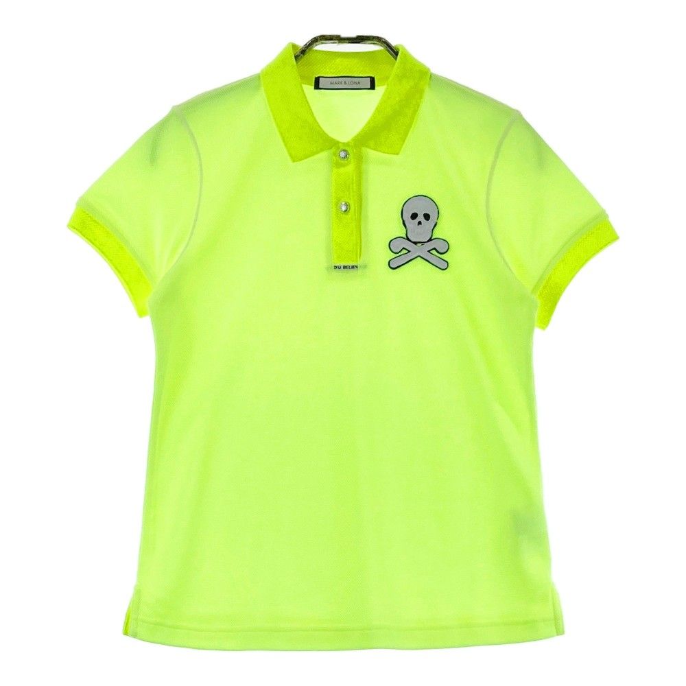サイズ 36 MARK-LONA マークアンドロナ 半袖ポロシャツ スカル ワッペン イエロー系 240101225516 ゴルフウェア レディース ストスト