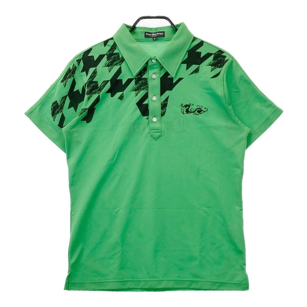 サイズ 3 DANCE WITH DRAGON ダンスウィズドラゴン 半袖ポロシャツ 千鳥柄 グリーン系 240101226010 ゴルフウェア メンズ ストスト