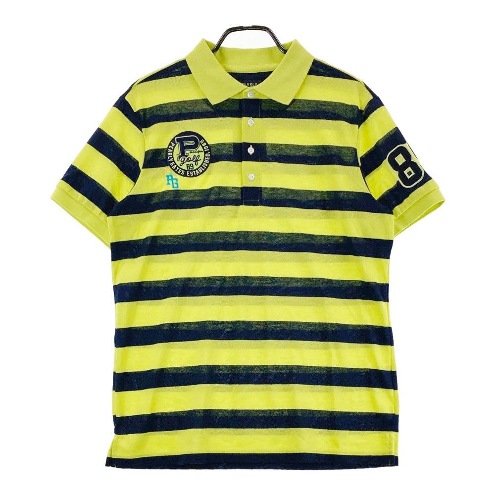 サイズ 6 PEARLY GATES パーリーゲイツ 053-0160497 半袖ポロシャツ ボーダー柄 イエロー系 240101228199 ゴルフウェア メンズ ストスト