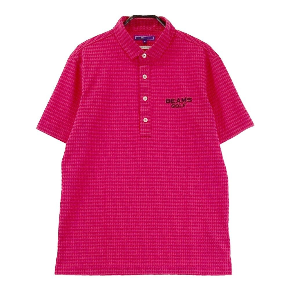 サイズ M BEAMS GOLF ビームスゴルフ モデル パープルレーベル 半袖ポロシャツ 総柄 ピンク系 240101236987 ゴルフウェア メンズ ストスト